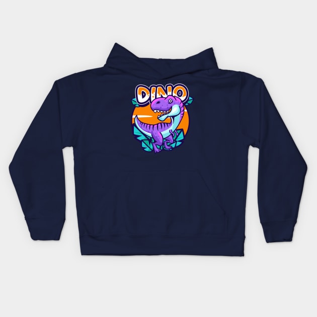 Cute Purple Dino Kids Hoodie by Harrisaputra